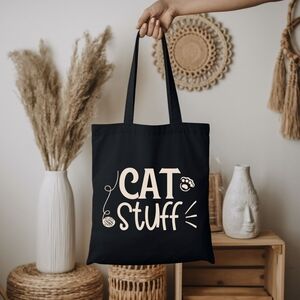 Custom Black Tote Cat Stuff